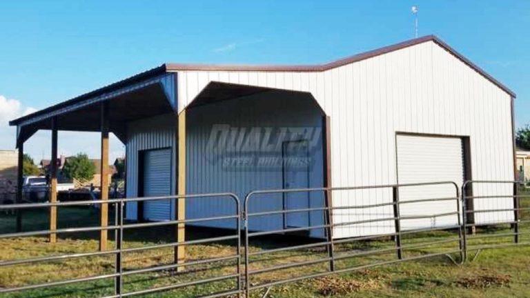 28x36 Vertical Style Garage With Lean To