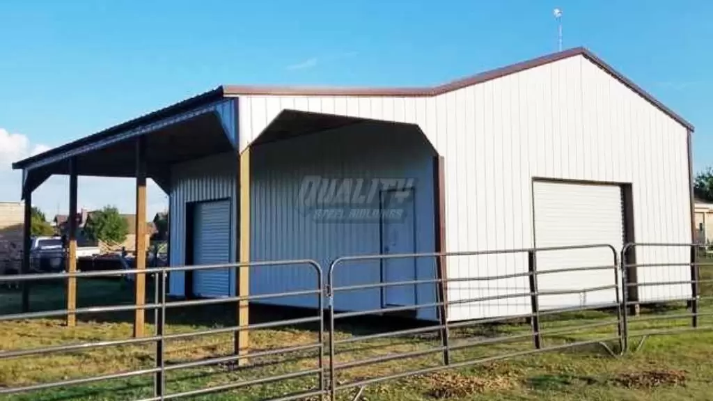 Harley 28'x36' Metal Garage With Lean To
