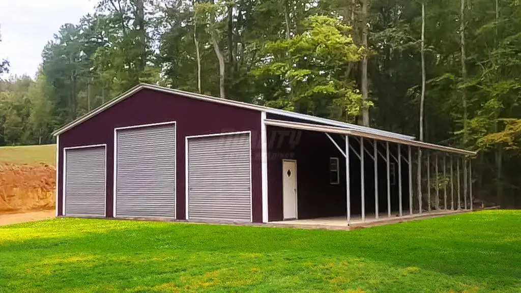 Lakelyn 52'x66' Garage With Lean To